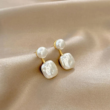 New Fashion Contracted Square Imitation Pearl Fine Earrings Joker Sweet Elegant Temperament Women Drop Earrings Jewelry