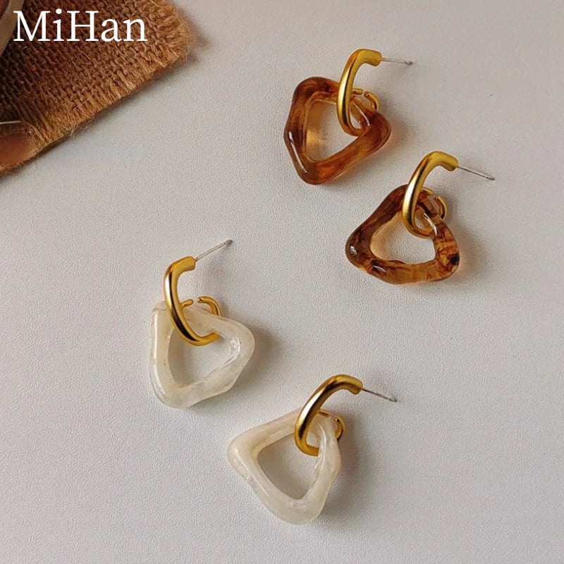 MiHan Fashion Jewelry Vintage Temperament Irregular Earrings For Women Party Gifts Simply Design Ear Accessories 2024 Trend New