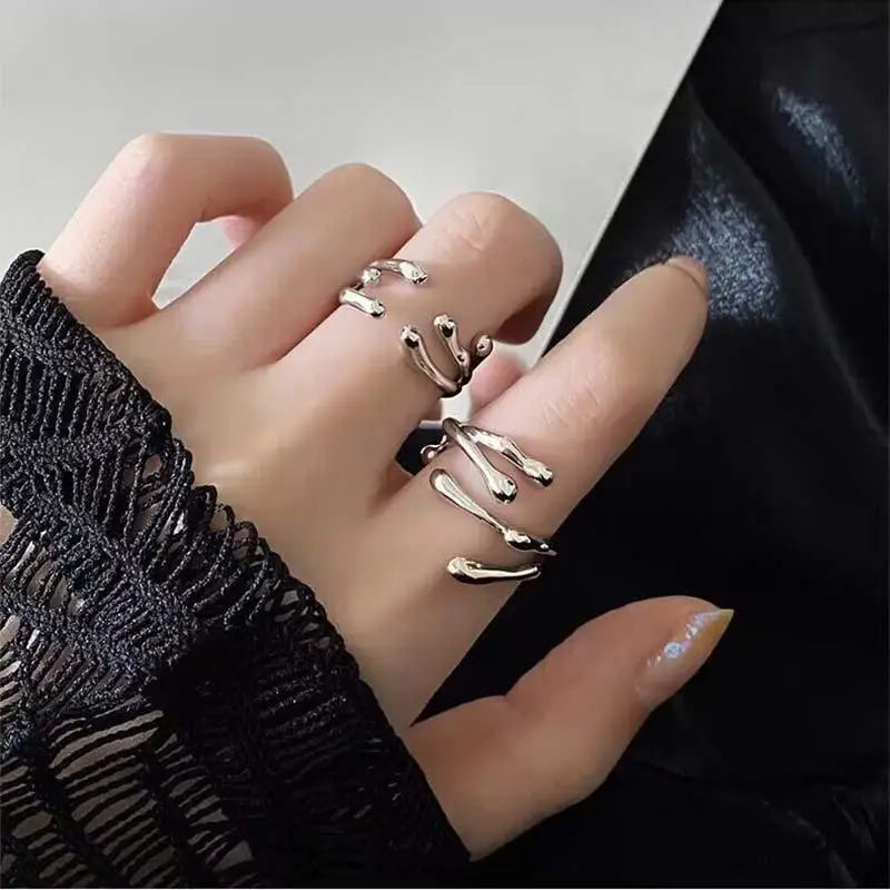 Gothic Irregular Geometry Line Rings for Women Men 2025 New Design Multilayer Punk Adjustable Opening Rings Party Jewelry Gift