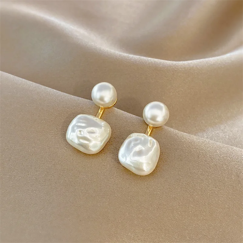 French Elegant Irregular Pearl Dangle Earrings for Women Jewelry Female Gift Custom Jewelry