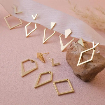 4-pack personalized simple geometric open design earrings without inlay women DIY two-way wear daily party 2024 model