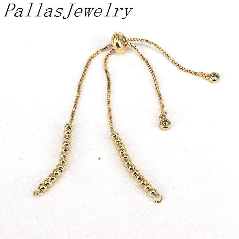 20Pcs Sliding Gold Plated Adjustable Bracelet Chain, Half Finished Bracelet with Slider Gold Beaded Chain Bracelet Accessories