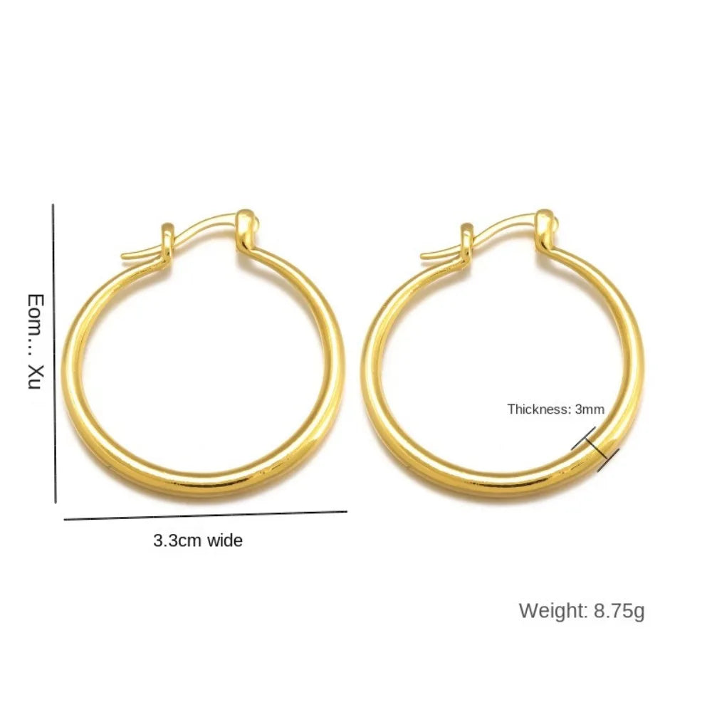 Simple and exaggerated earrings, 18kgold earrings, fashionable round and exquisite polished earrings